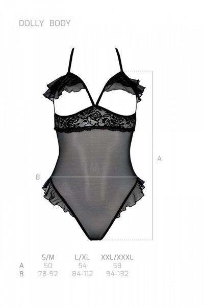 Еротичне боді Passion DOLLY BODY, L/XL, black, з відкритими чашками SO9701 фото