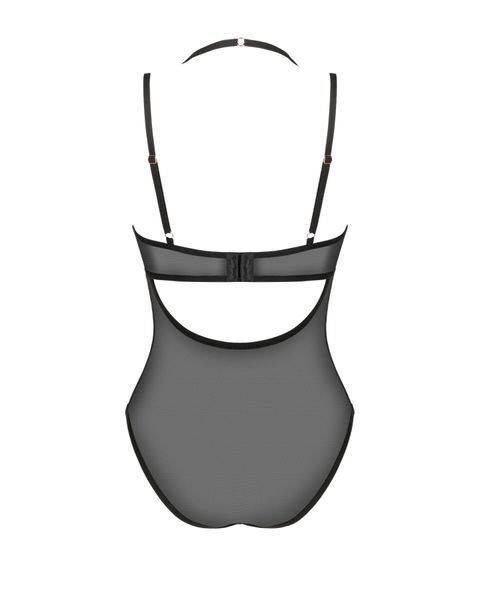 Прозоре боді Obsessive Selinne teddy M/L Black, дрібна сітка, подвійні бретелі SO8665 фото