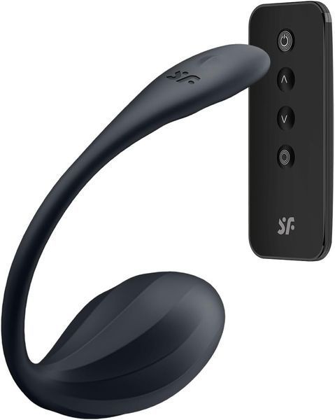 Смарт-віброяйце Satisfyer Ribbed Petal Connect App Black, керування зі смартфона, пульт ДК SX1221 фото