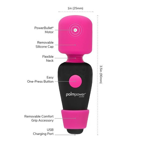 Мінівібромасажер PalmPower Pocket із чохлом на блискавці, водостійкий, перезаряджуваний, довжина 9см SO2735 фото